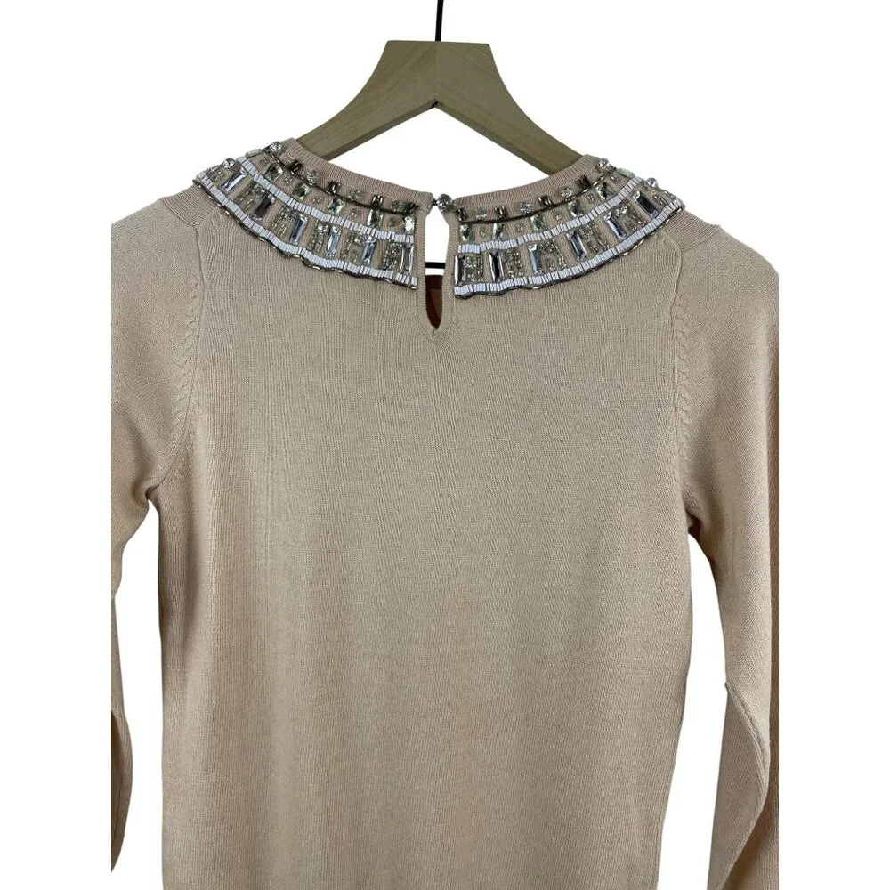 Boden Women's 4 Cashmere Blend Jeweled Neckline NWT Knit Bedazzled Glam Sweater - Picture 9 of 14